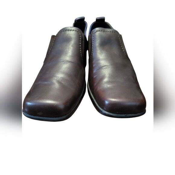 Easy Spirit Eldazu Brown Leather Square Toe Mule Block Heel Slip On, 8.5 - Picture 5 of 9